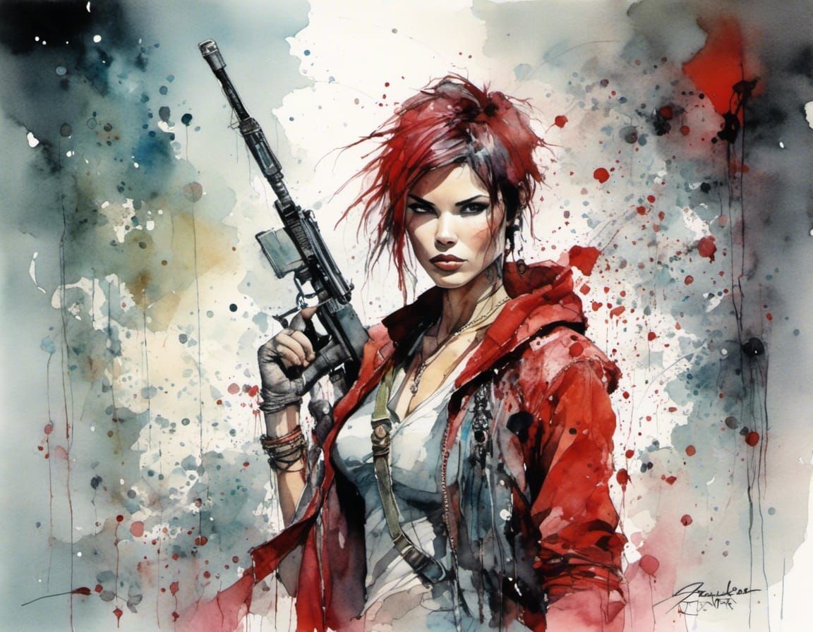 Ruby Rose Cyber Huntress in Cyberpunk Style