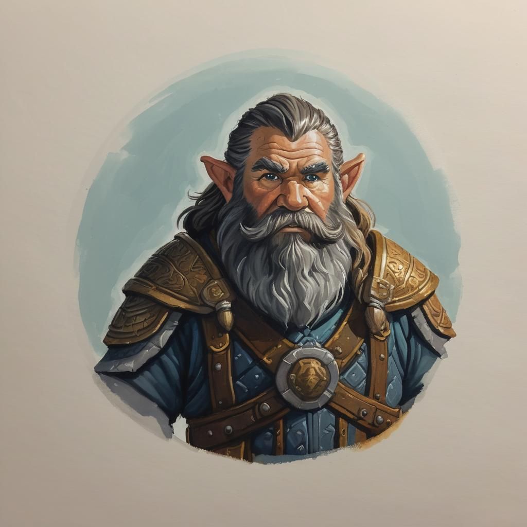 Detailed Gouache Painting of Dwarven Foreman