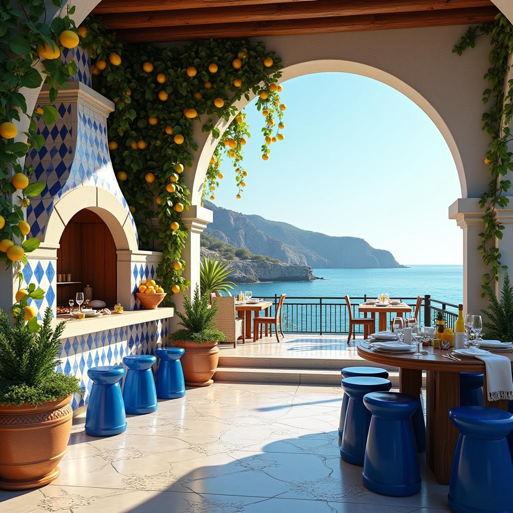 Mediterranean Seaside Villa with Alfresco Dining