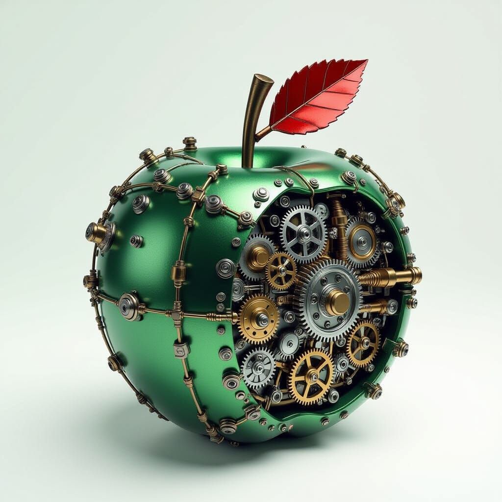 Intricate Steampunk Apple With Gears and Cogs