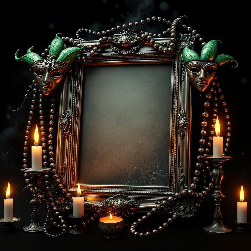 Mardi Gras Beauty in Vintage Frame Fractal Art
