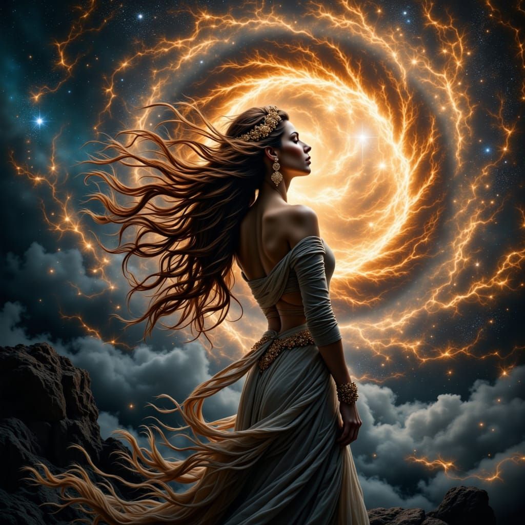 Mystical Star Goddess with Saturn Halo