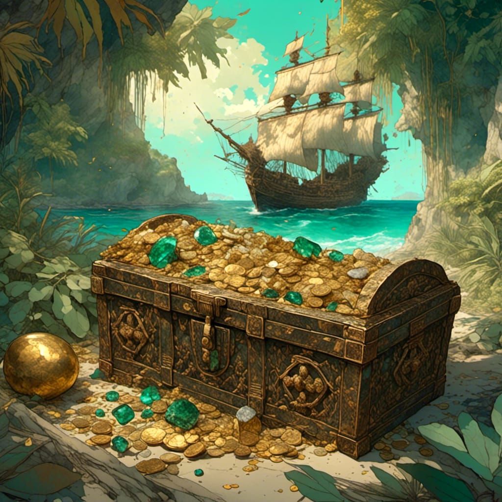 Spanish Galleon and Treasure Island Concept Art