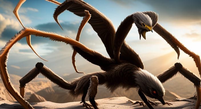 Eagle with Spider Legs and Scorpion Tails