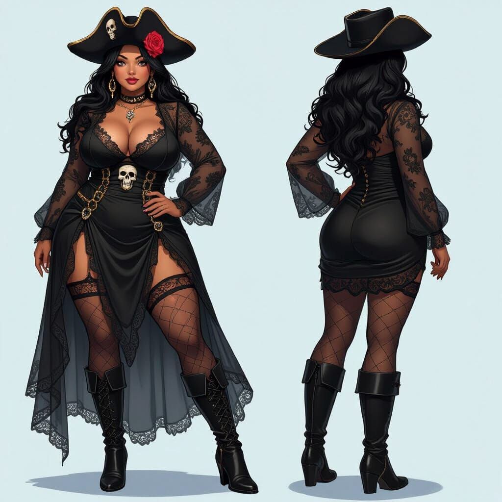 Dominican Pirate Captain in Cel-Shaded Anime Style