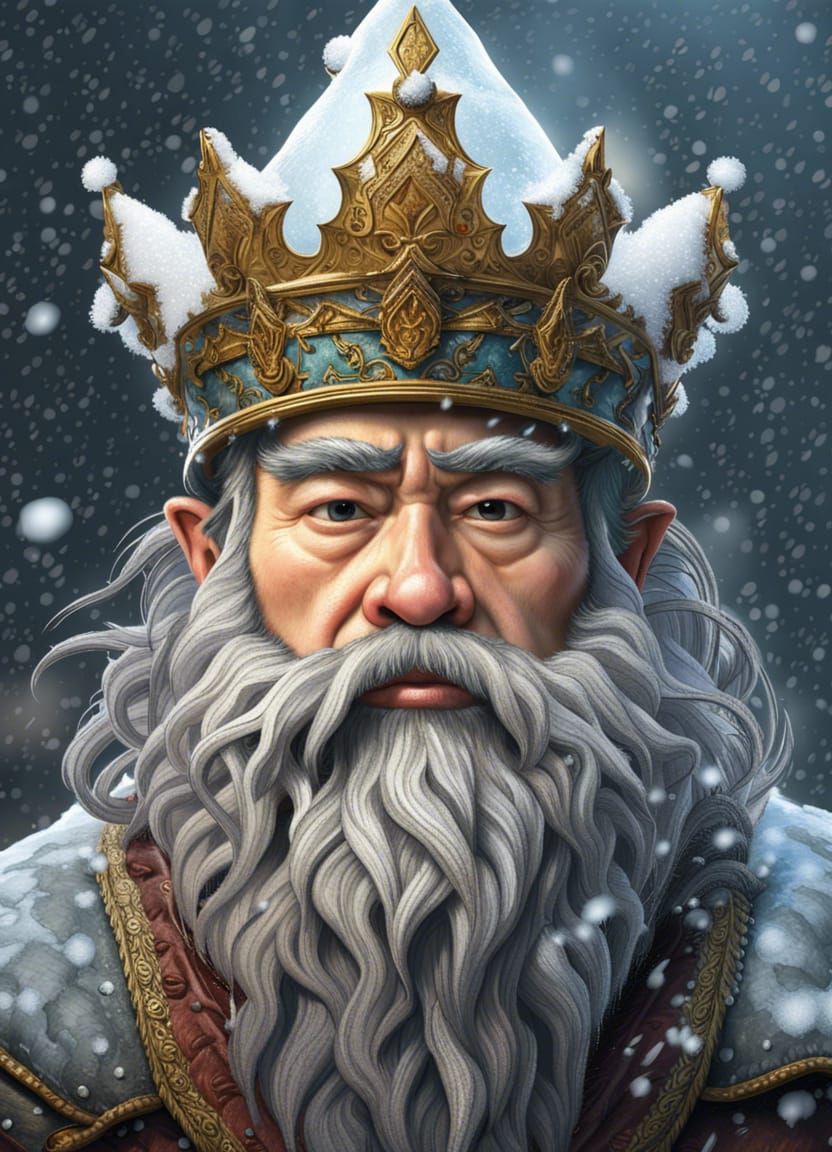 Snowy Portrait of Frozen Dwarf King