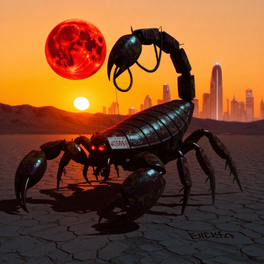 Colossal Iron Scorpion Hunts in Stark Wasteland