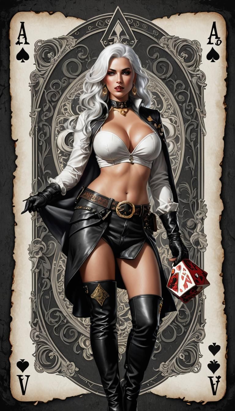 Pinup Girl Adorns Ace of Spades Card