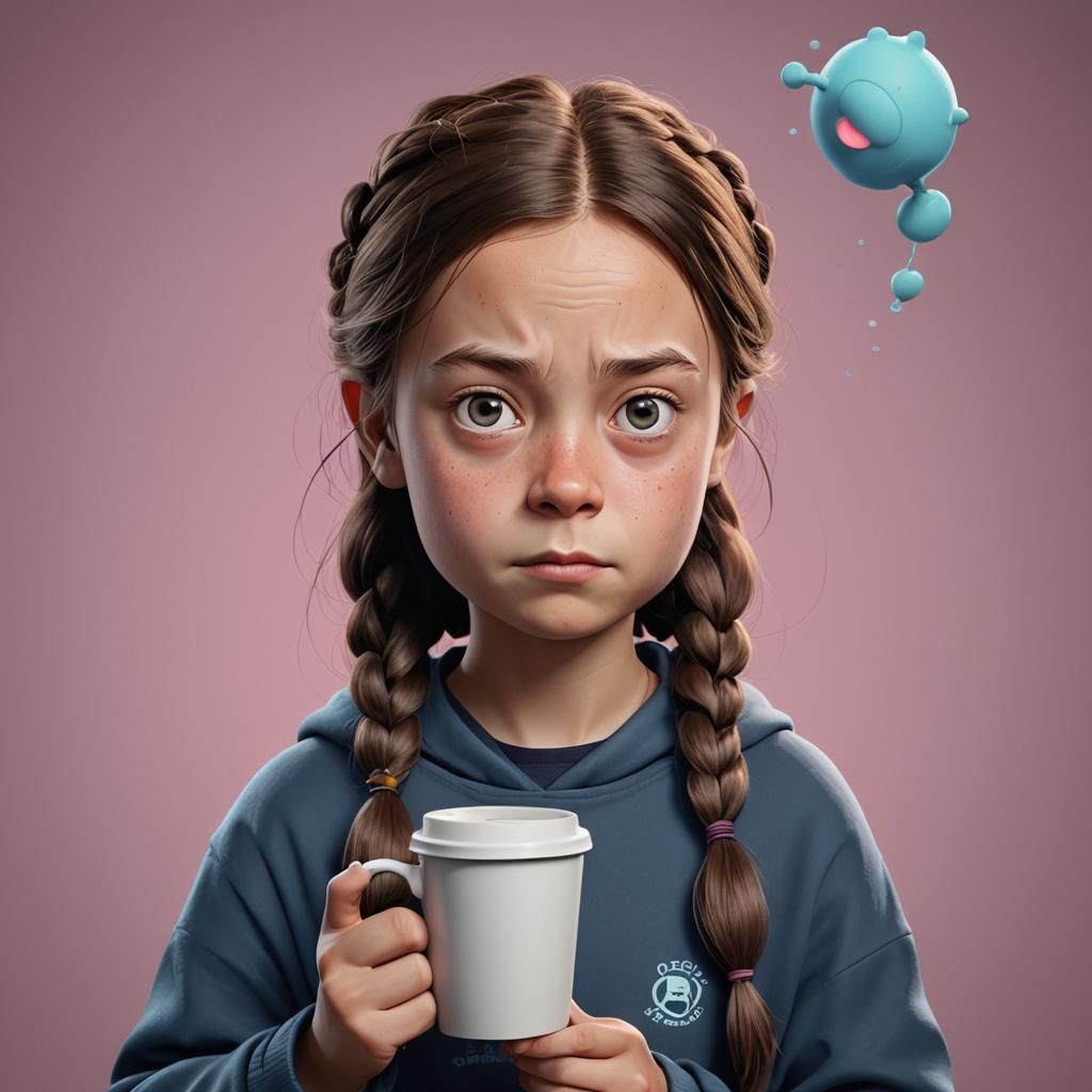 Angry Greta Thunberg Portrait in Pixar Style