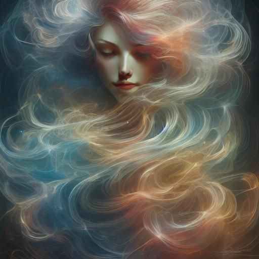 Ethereal Young Woman Portrait Inspired by Art Nouveau