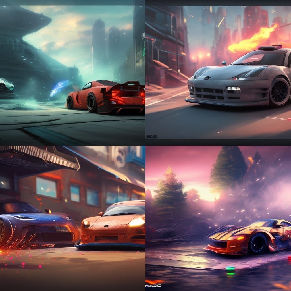 Tokyo Drifting Cars: Detailed Matte Painting