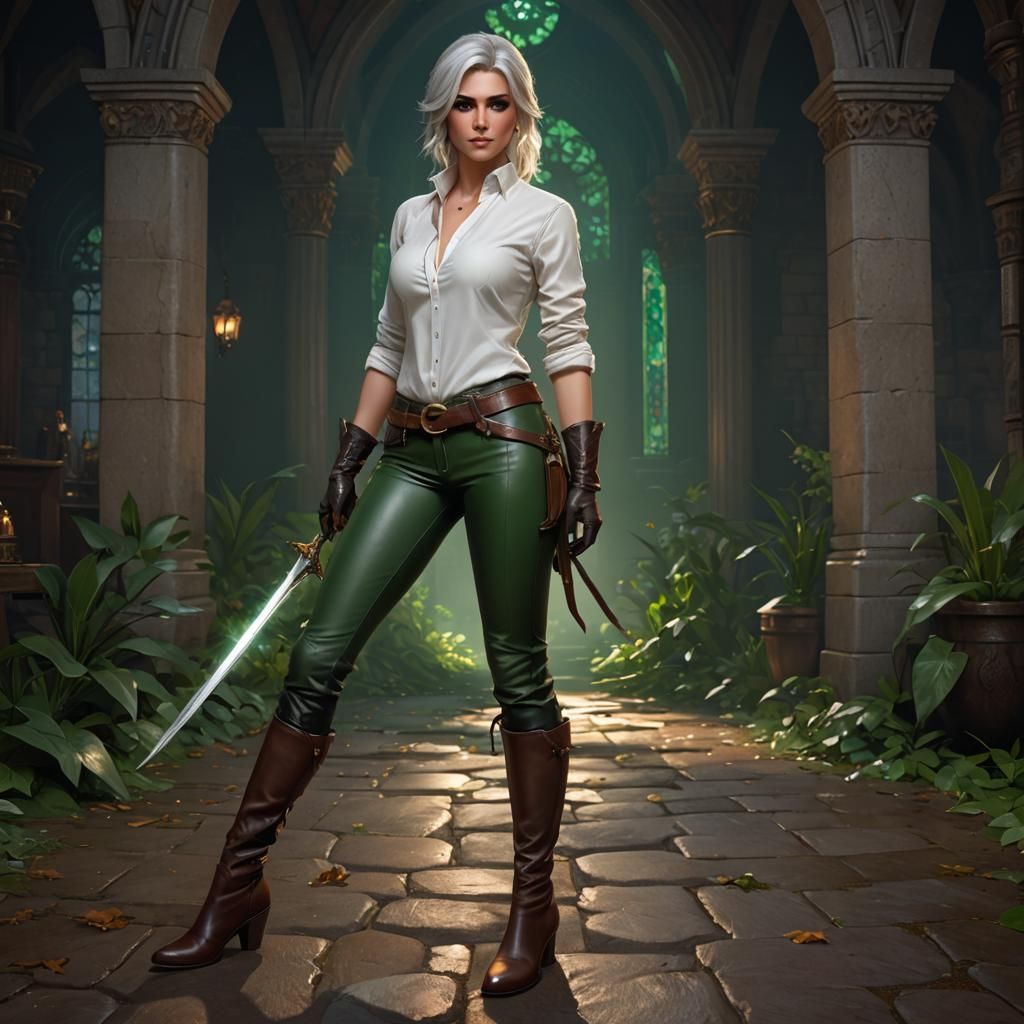 Ciri Full-Body Portrait in Hyperdetailed Digital Art