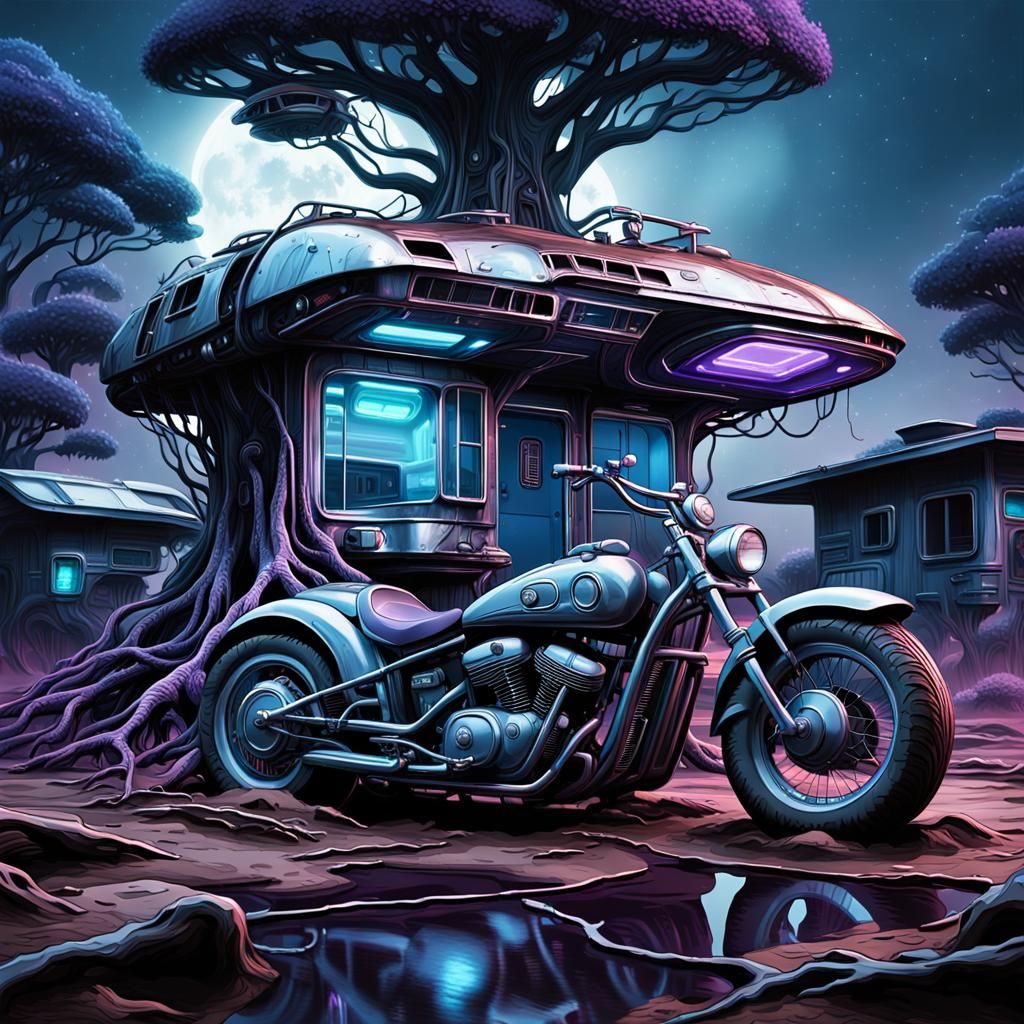 Futuristic Alien House: Sci-Fi Concept Art