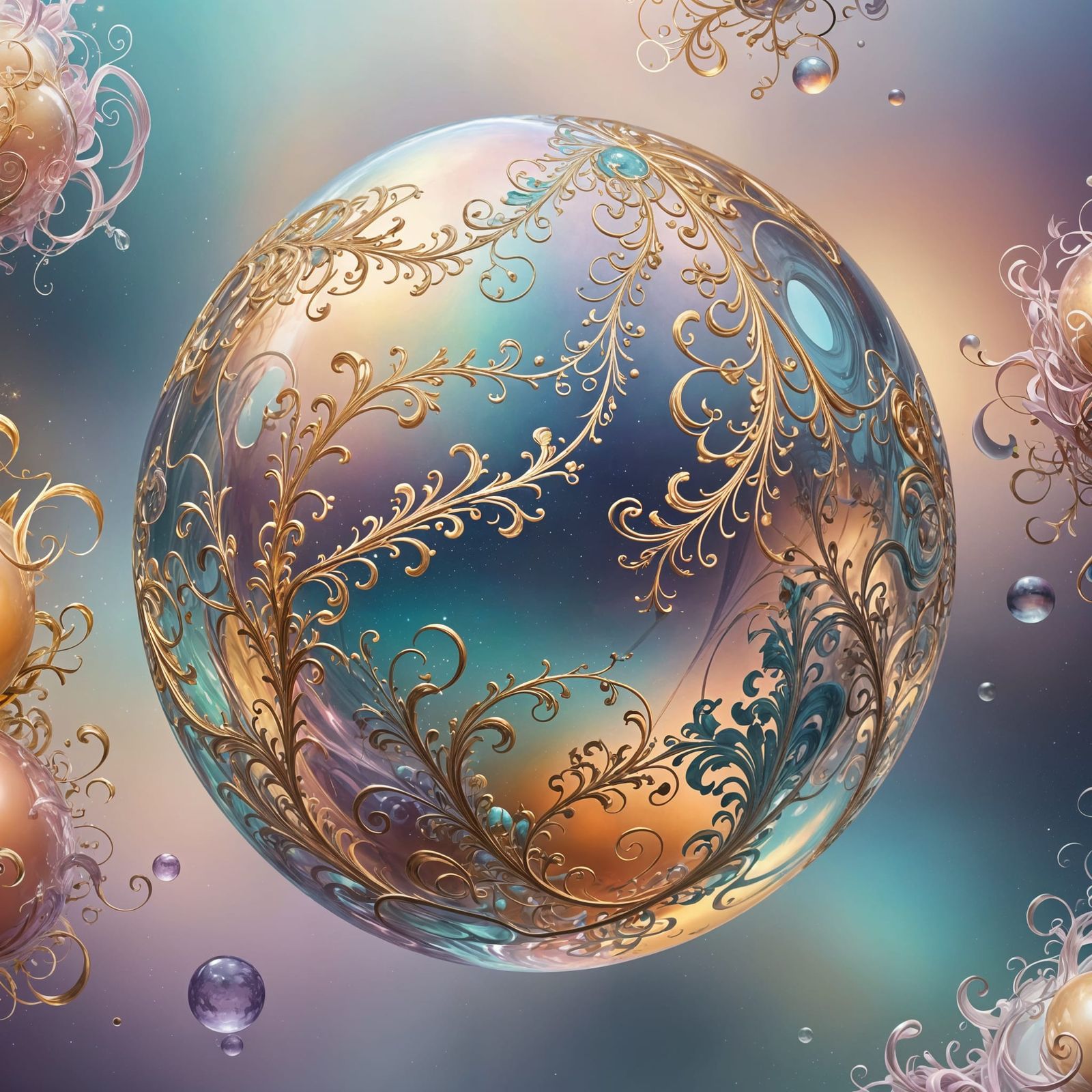 Ethereal Multicolored Orb in Dreamy Scene