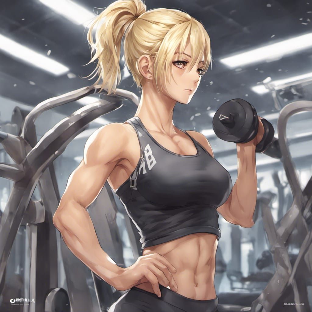 Anime Style Blonde Female at the Gym