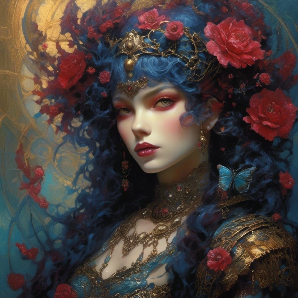 Creepy Cute Fairy Doll with Roses in Dark Fantasy