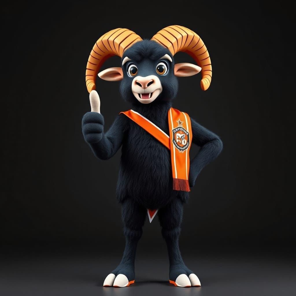 Proud Ram Mascot in School Colors - Realistic Style