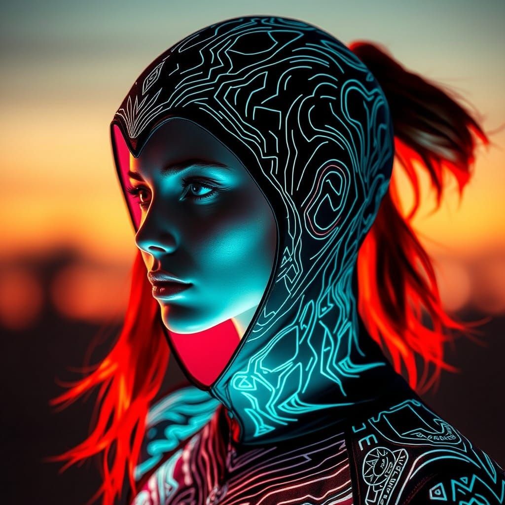 Cyberpunk Chic: Futuristic Hood with VoltWeave Technology