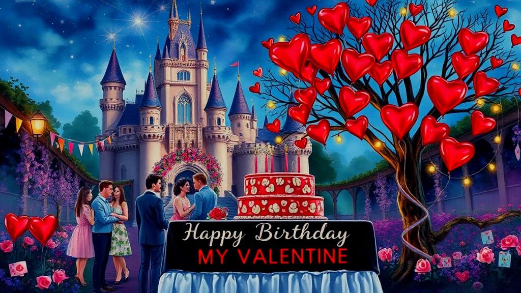 Romantic Castle Scene at Night in Watercolor Style