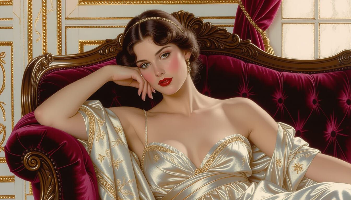 Elegant Woman in Neoclassical Tempera Style
