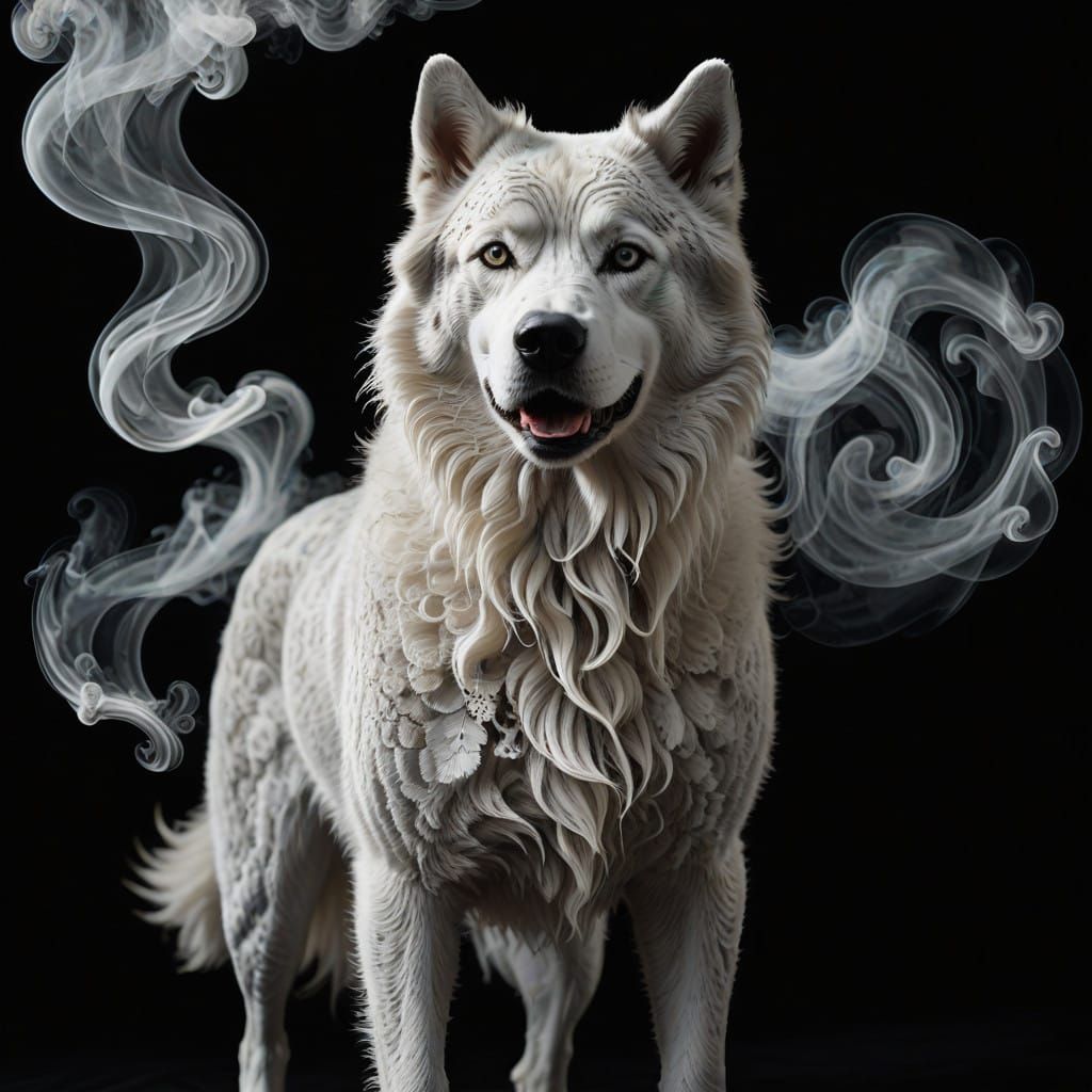 Spectral Smoke Husky in Dreamlike, Photorealistic Style