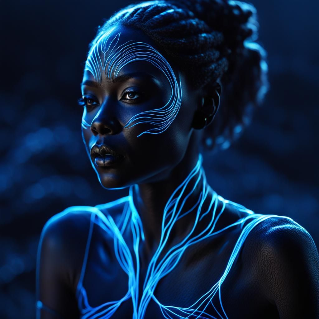 Bioluminescent Woman in Coal: Concept Art