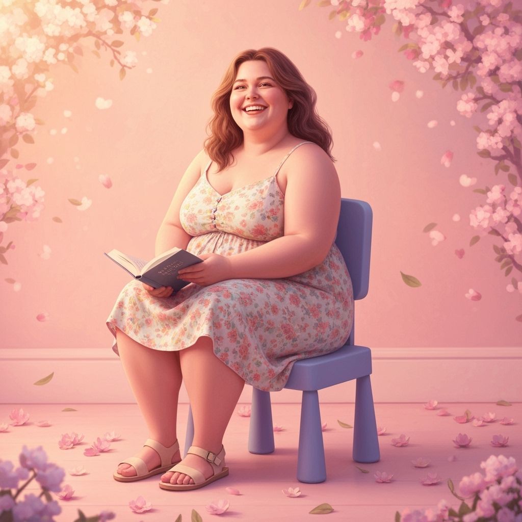 Whimsical Portrait of Woman on Child's Chair