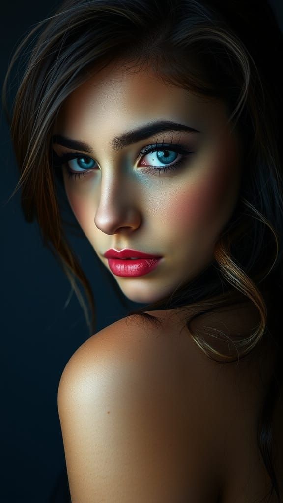Enigmatic Brunette Woman in Moody, Cinematic Lighting