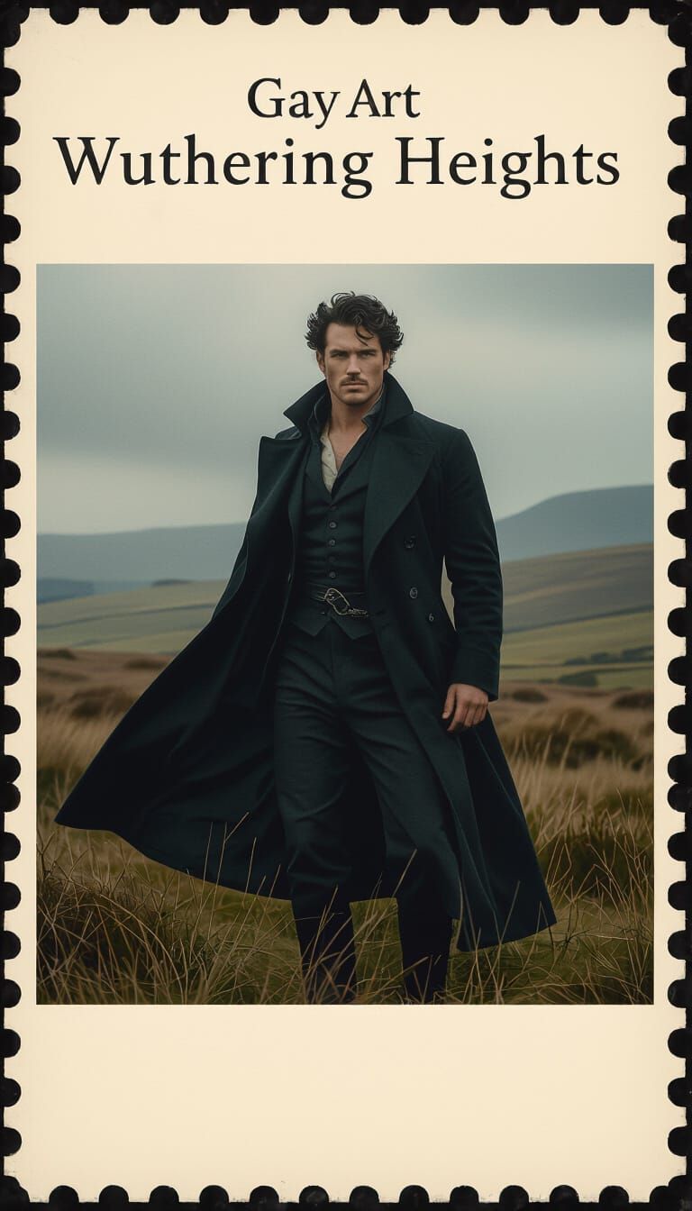 Handsome Irish Man on Windswept Moors in Dark Coat