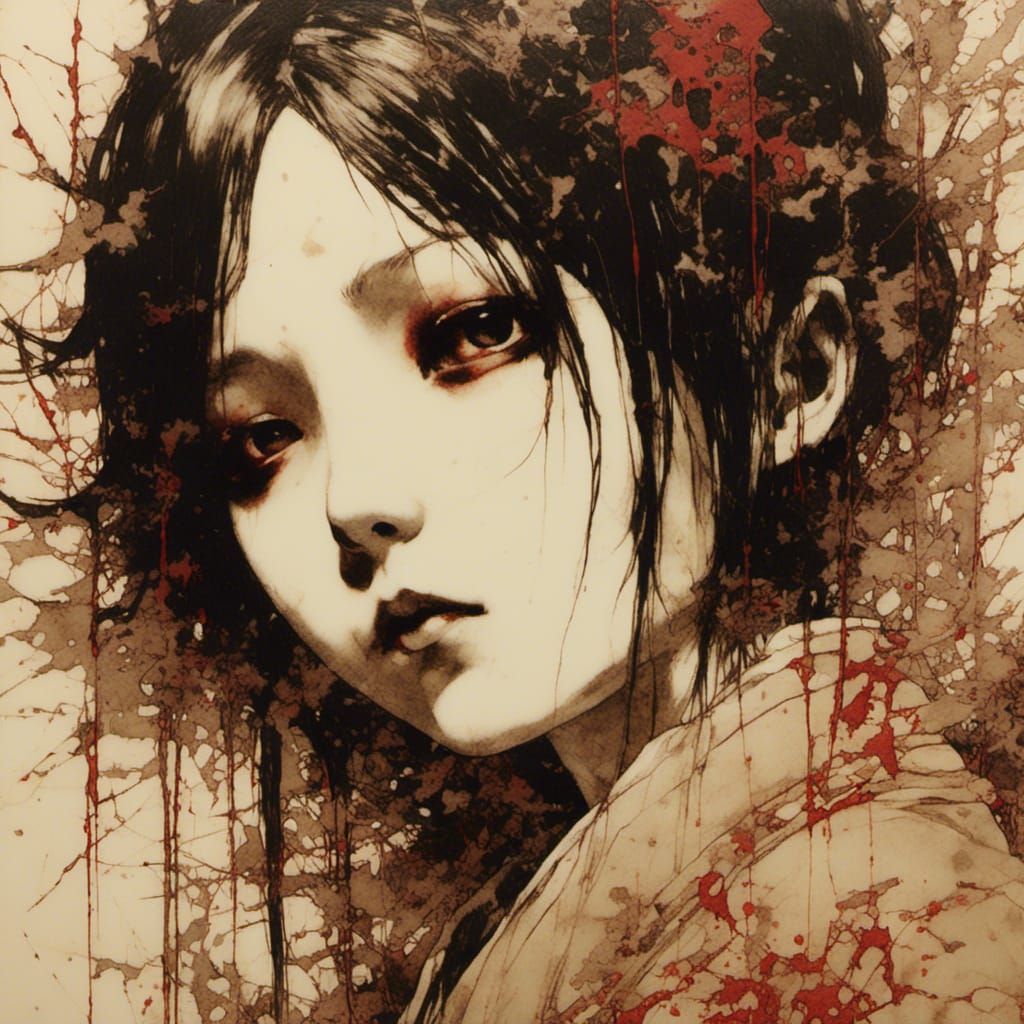 Serene Sepia Portrait with Macabre Undertones