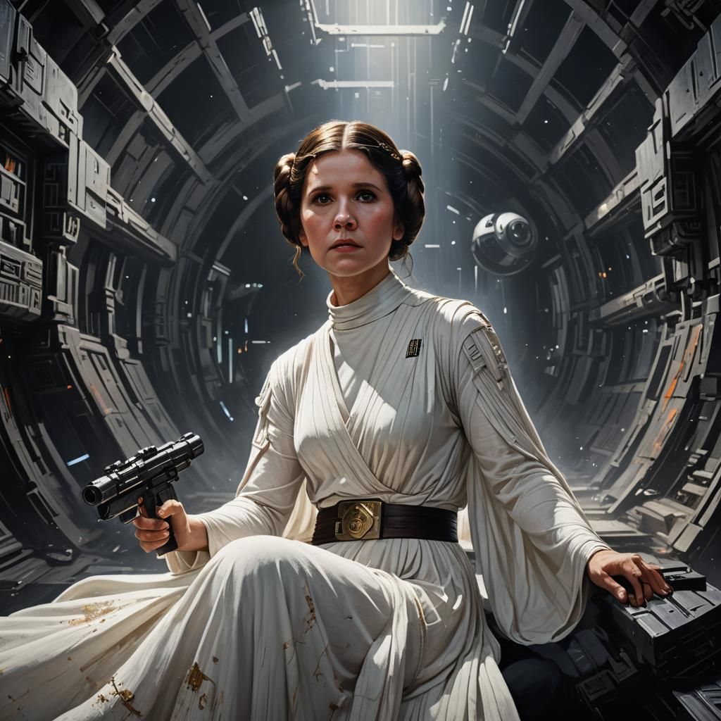 Princess Leia in Gritty Oil Painting Style
