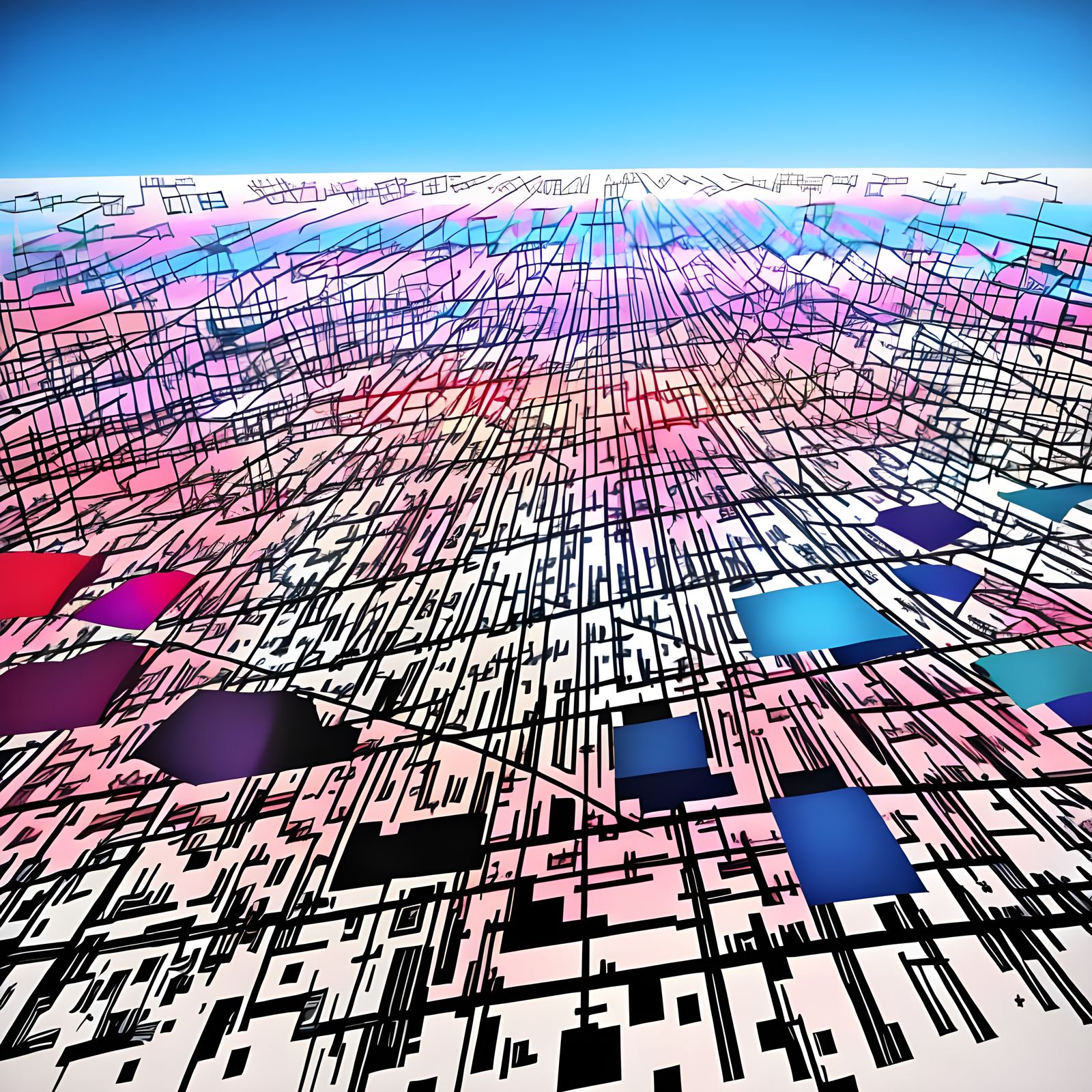 Kaleidoscopic Cityscape in Colorfield Style