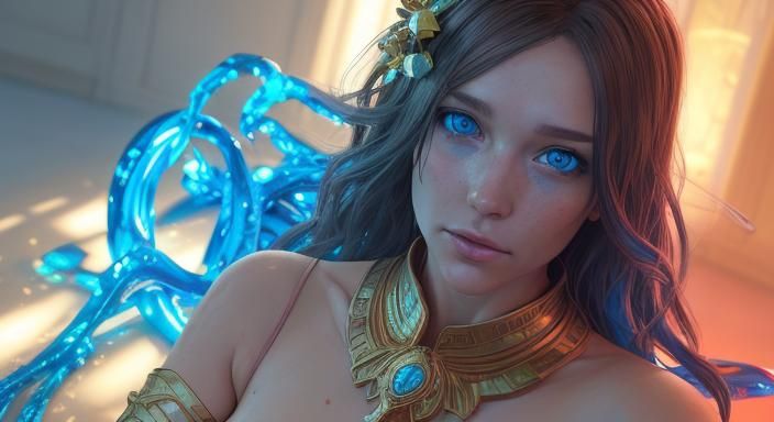 Rachel Cook in Gold Bikini, Acrylic Portrait