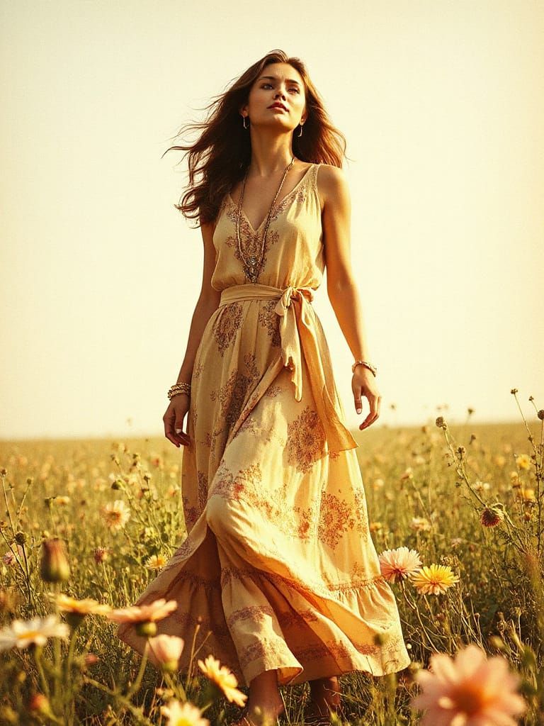 1970s Fashion Illustration: Hopeful Beauty in Bohemian Style