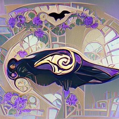 Elegant Art Nouveau Raven Illustration
