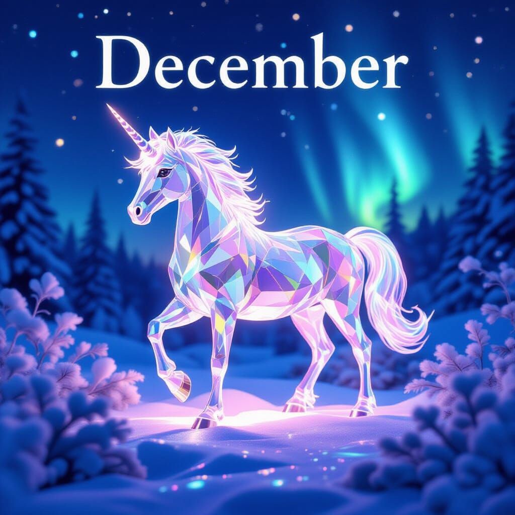 Crystal Quartz Unicorn Sculpture Scattering Rainbow Light