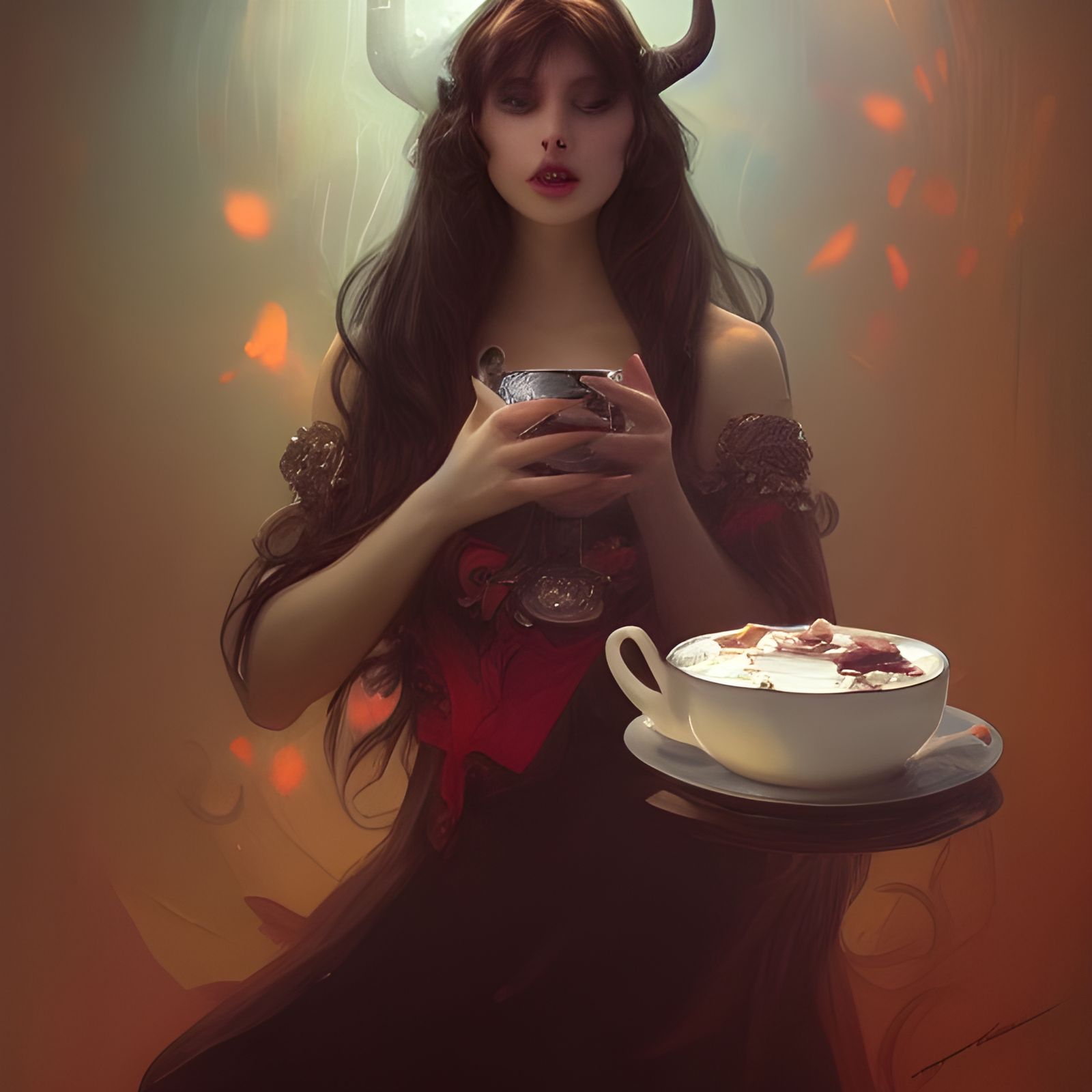 Devil at Tea Party: Hyperdetailed Artgerm Style Portrait