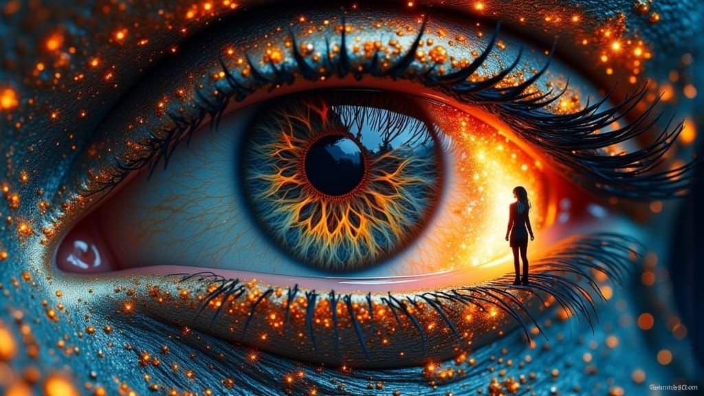 Surreal Romanticism: Intricate Deep Color Eyes