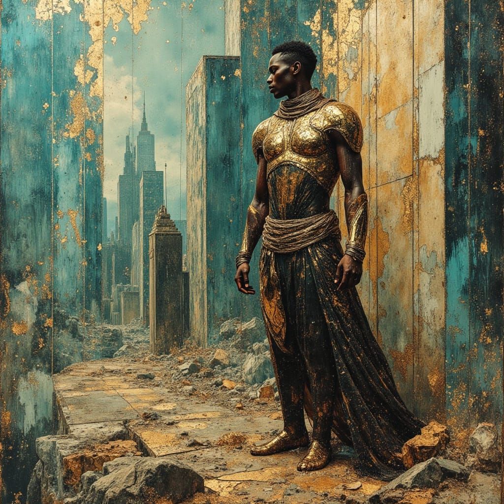 Warrior God on Crumbling Skyscraper