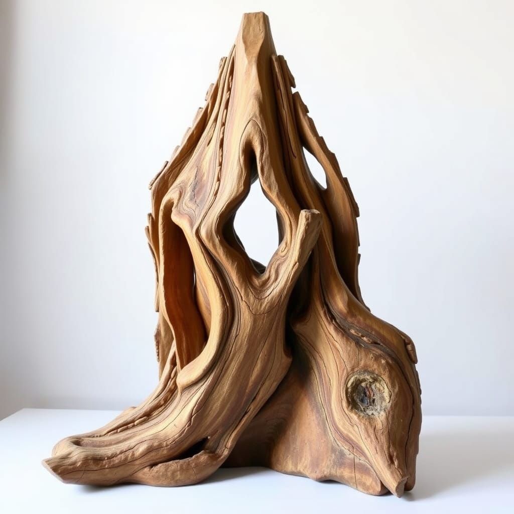 Organic Timber Sculpture in Earthy Tones