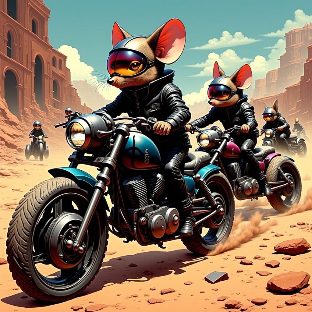 Biker Mice on Mars in 80s Cartoon Style