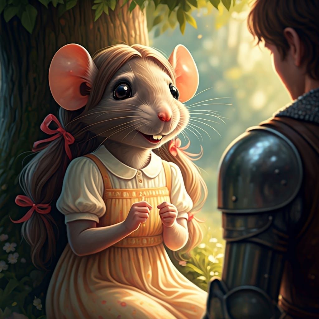 Ratgirl and Knight in Ethereal Fantasy Style