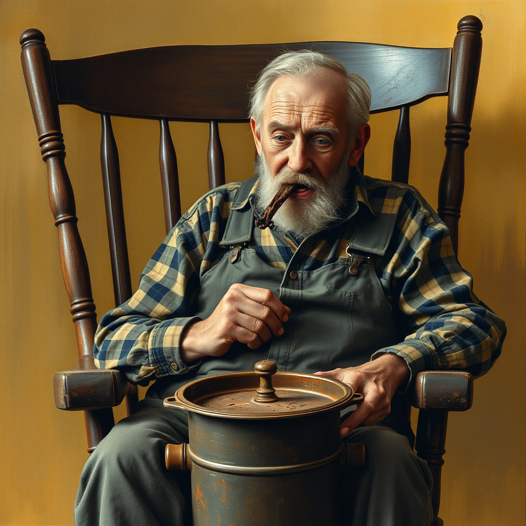 Elderly Man Chewing Tobacco, Impressionist Style