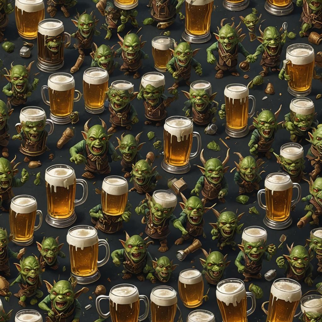Beer-Drinking Goblins Macro Photography in Detailed Matte Pa...