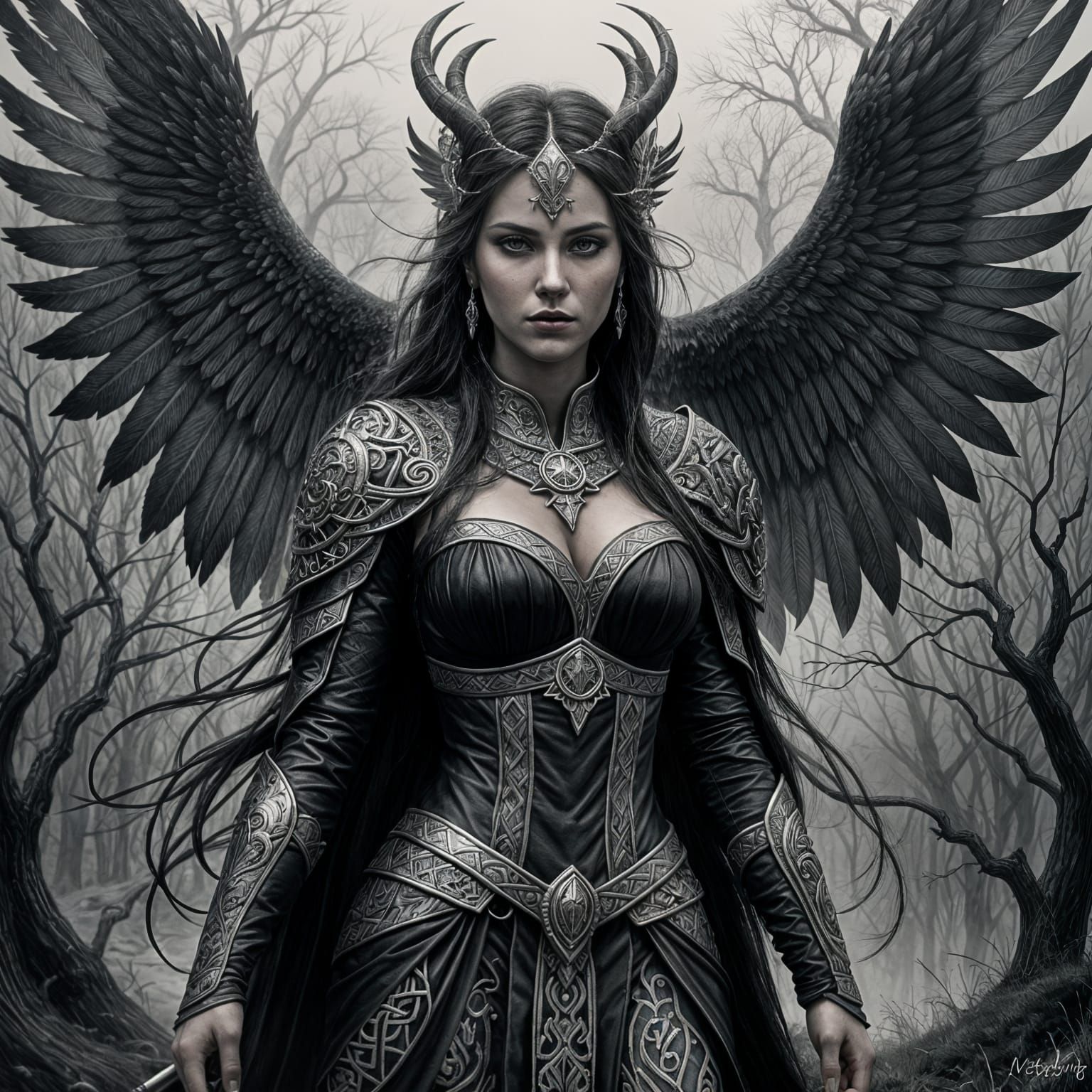 The Morrigan Goddess in Keltic Landscape