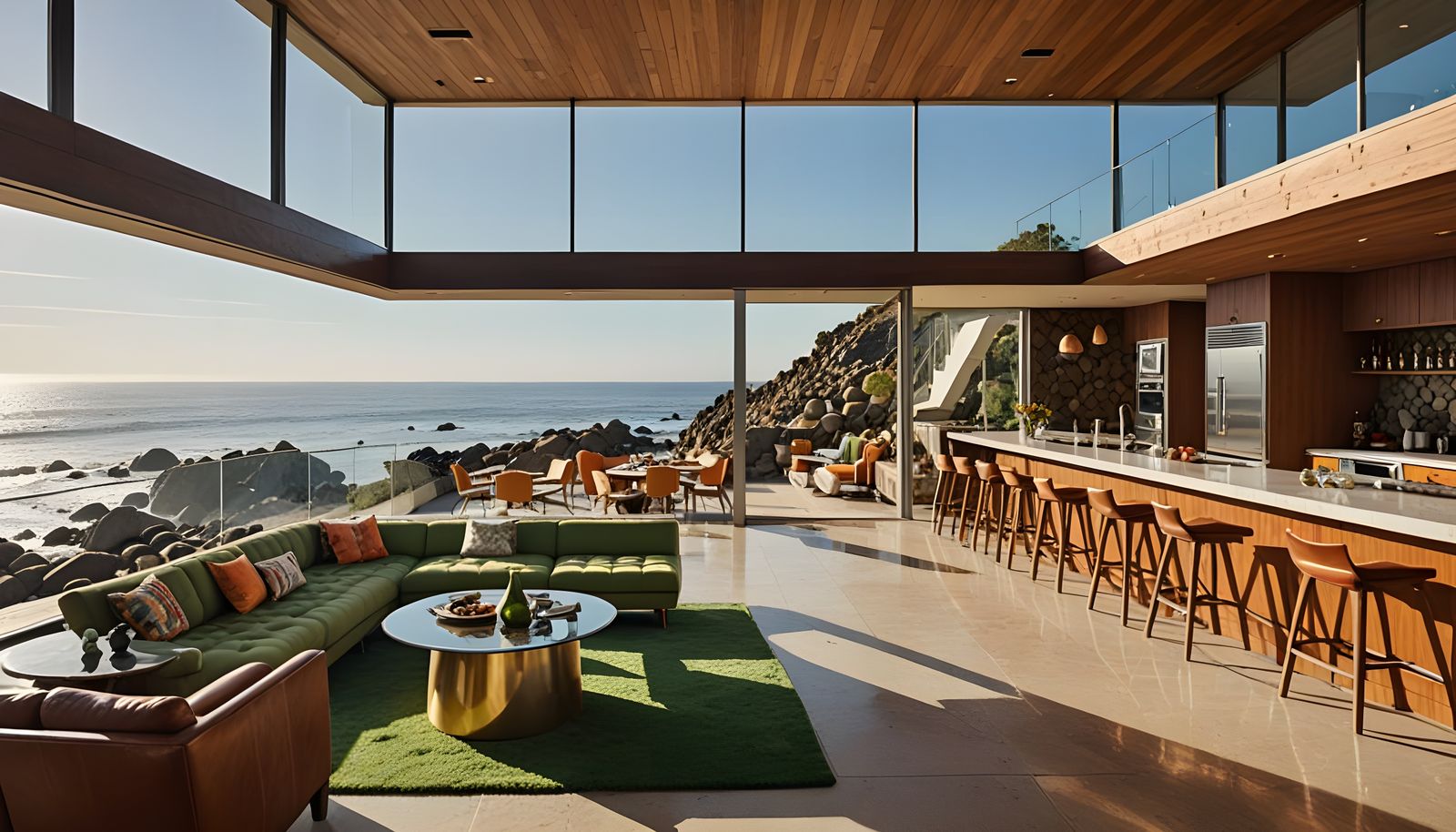 Retro-Futuristic Beachside Oasis with Ocean View