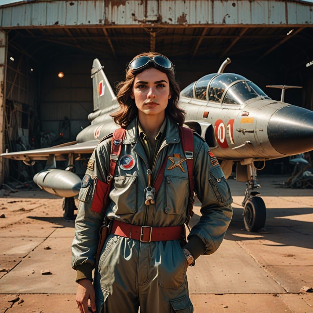 French Jet Pilot & Mirage III in Oil Painting