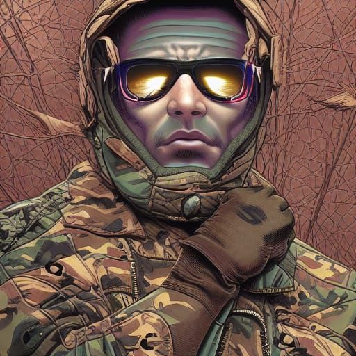 Camouflage in Comic Book Art Style