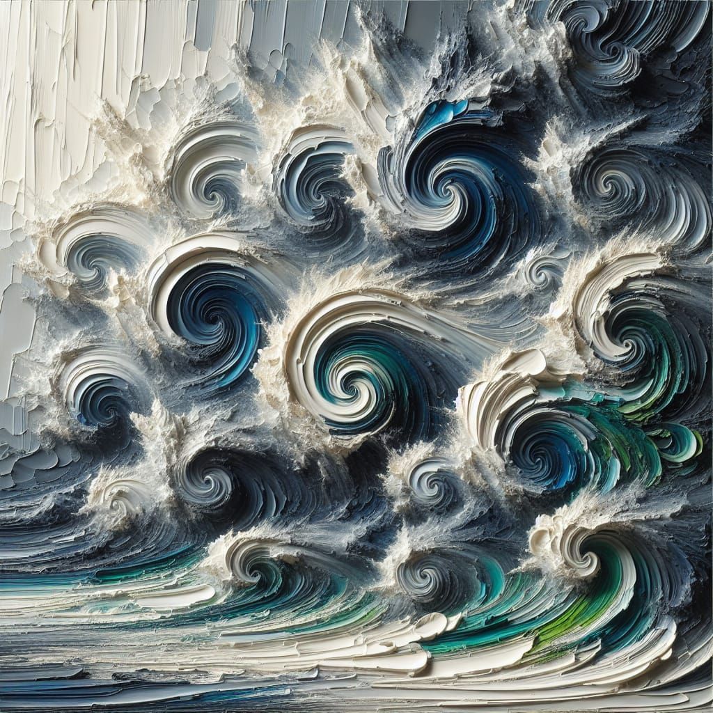 Abstract Ocean Storm with Impressionistic Texture