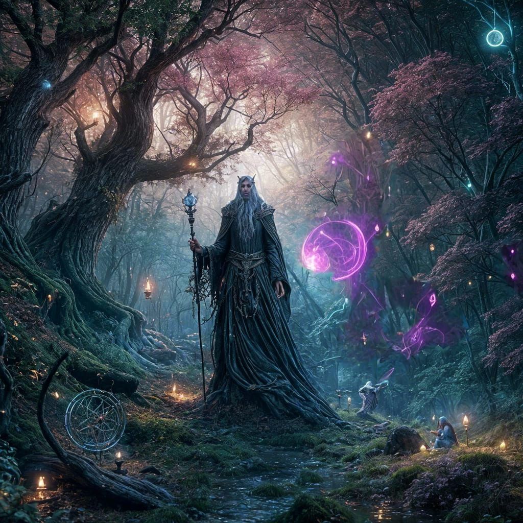 Wizard Summoning Symbols in Dark Fantasy Style